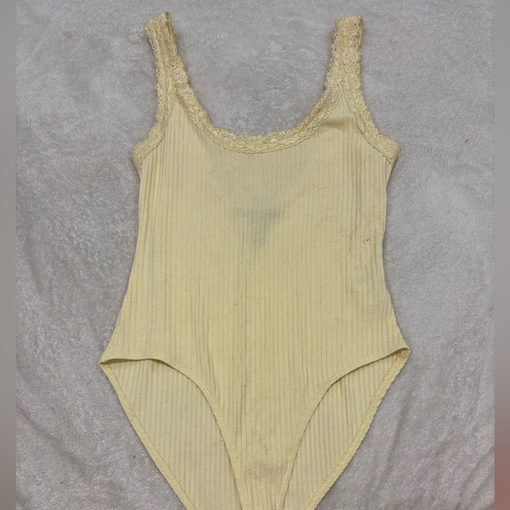 Cream Lace-Trimmed One Piece